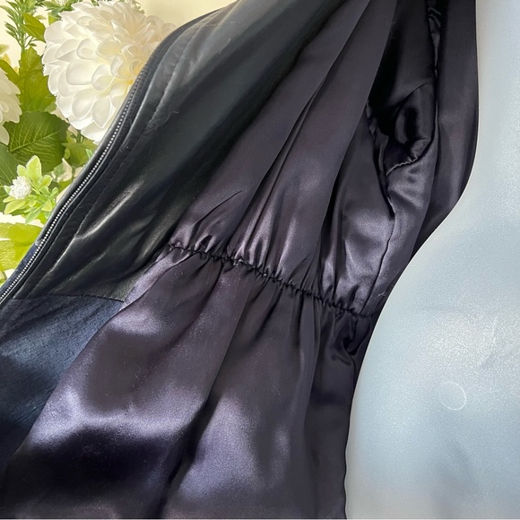 Lg navy leather and suede Danielle batwing heavy fall jacket - Picture 5 of 9